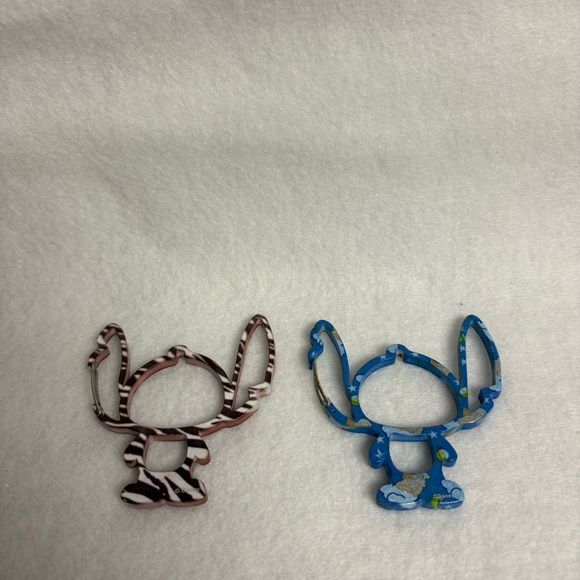 SOLD Set of 2 STITCH Carabiner Keychain Bag Charm Blue Brown Disney Japan - Picture 4 of 10